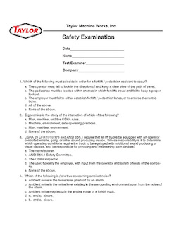 English Safety Exam