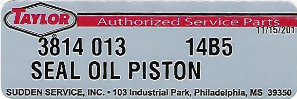 Taylor Oil Piston Seal Label